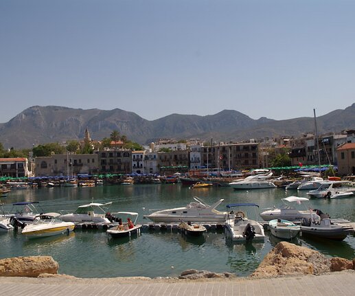 _DSC0010 Kerynia harbor. Pentadaktylos mountain range in the background.