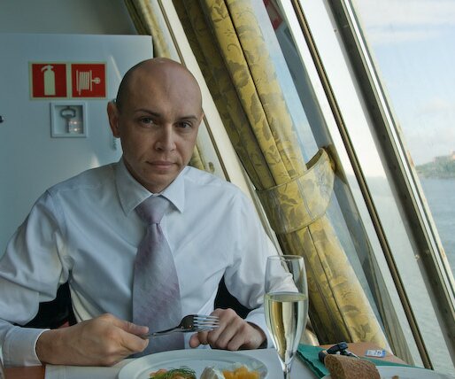 _DSC0001 Markos having breakfast aboard Silja Europa.