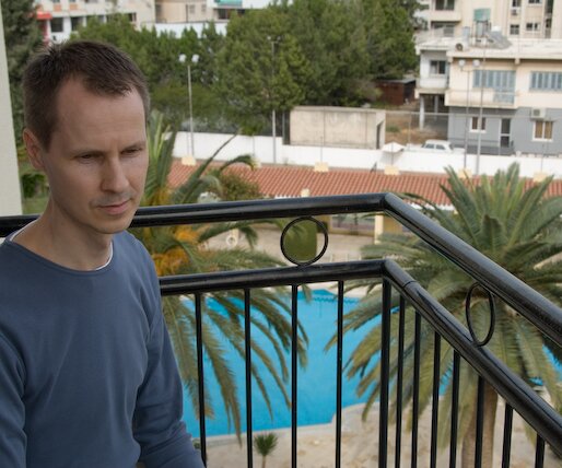 _DSC0014 Arto on the balcony at Curium hotel.