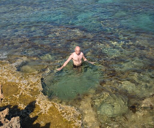 _DSC0024 Markos in the clear waters of Protaras.