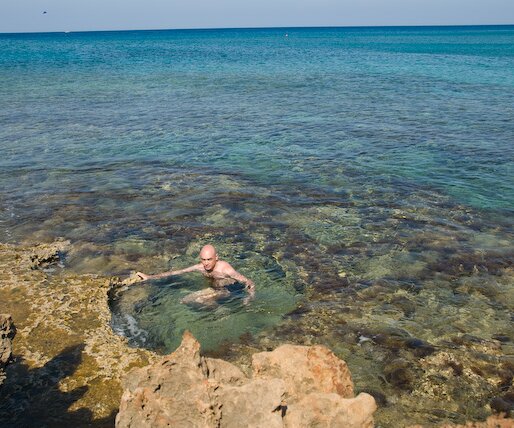 _DSC0026 Markos in the clear waters of Protaras.
