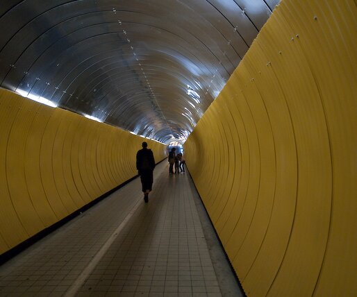 _DSC0043 Walking in a tunnel in central Stockholm.
