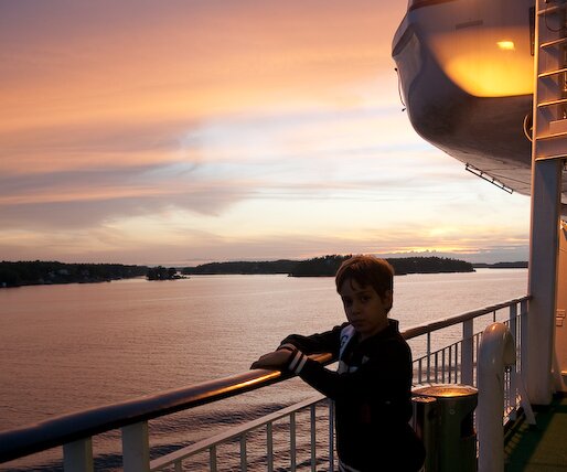 _DSC0208 Andreas on Silja Galaxy, at sunset.