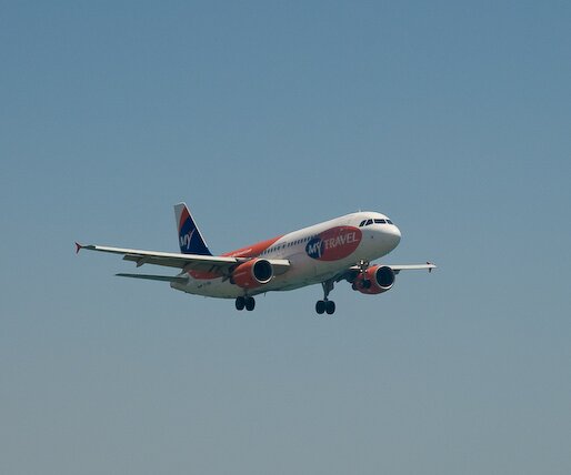 _DSC0013 The Airbus of My Travel coming in for landing at Larnaca airport.
