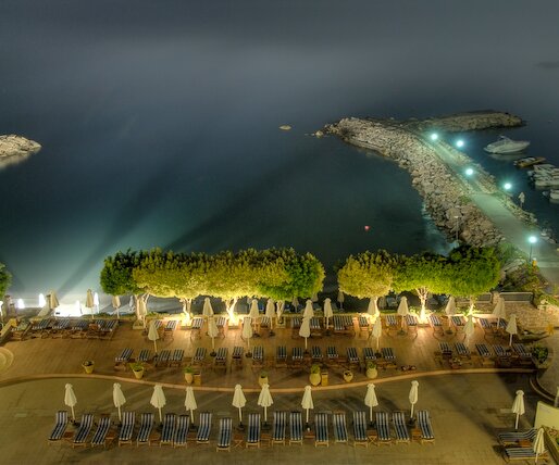 Apollonia_HDR_7 View towards the sea from the room at night.