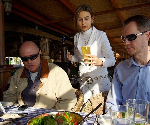 _DSC0016 Having lunch at a fish taverna in Limassol.