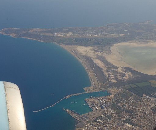 _DSC0011 Flying over Limassol, view of the Akrotiri peninsula and Lady's Mile beach.