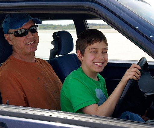 _DSC0027 Nicos and Andreas driving at the salt lake.