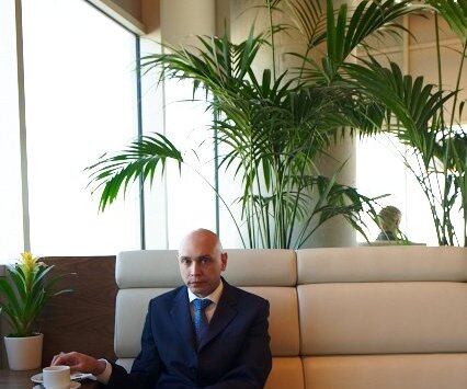_DSC0007 Markos at the lounge at Larnaca airport.