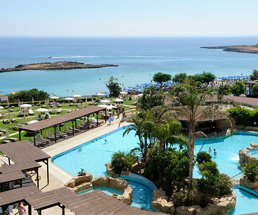 _DSC0006 View over the pool area and sea at Capo Bay.