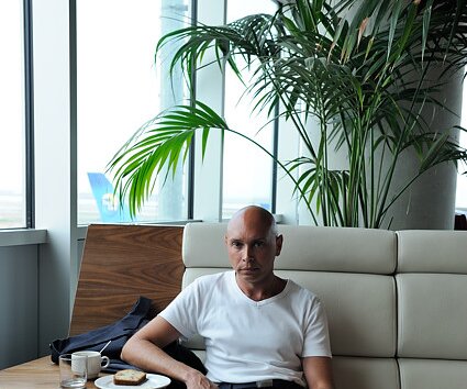 _DSC0011 Markos in the lounge at Larnaca airport.