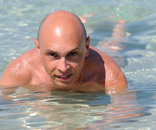 _DSC0023_1 Markos in the sea at Fig Tree Bay.
