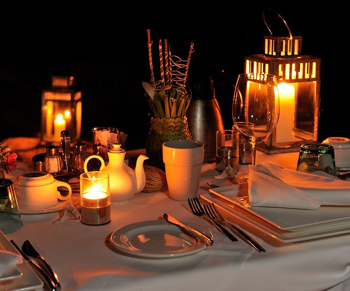 _DSC0088 Table set for a private dinner for two on the beach.