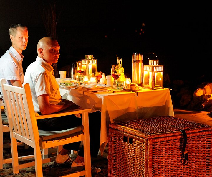 _DSC0115 Arto and Markos having a private dinner on the beach.
