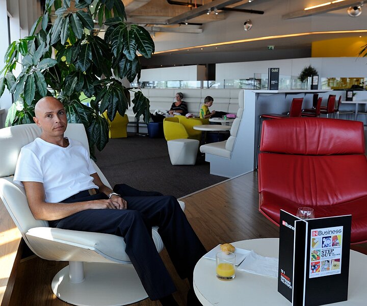_DSC0007 Markos in the lounge at Larnaca airport.