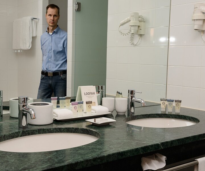 _DSC0032 In the bathroom of the hotel room.