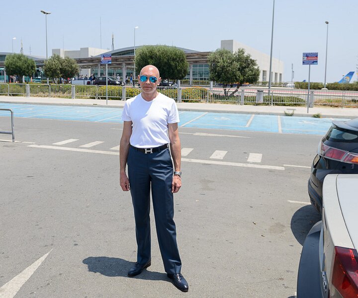 _DSC0020 Arrived in Cyprus, Markos outside Larnaca airport.