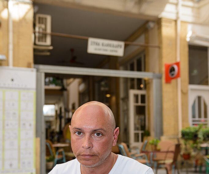 _DSC0013 Markos having an espresso freddo at a café in Ledra Street.