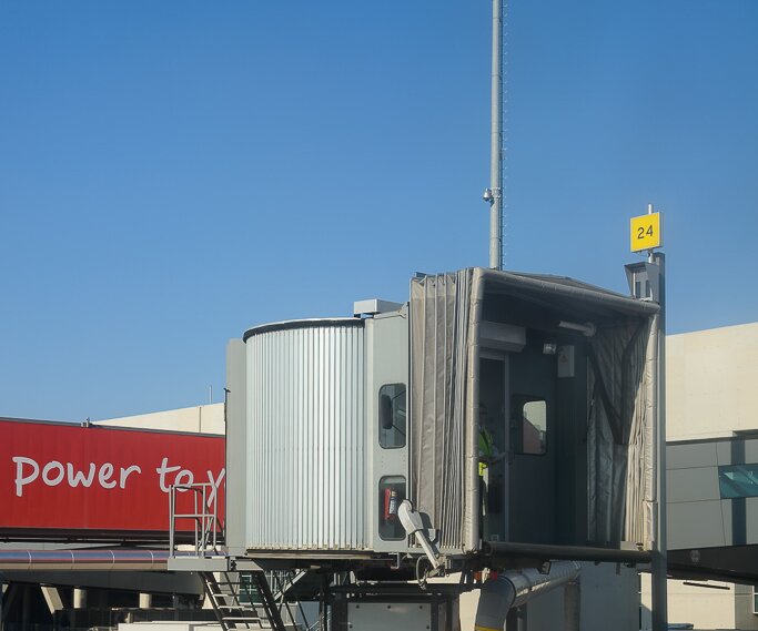 _DSC0033 At Larnaca airport, approaching the gate.