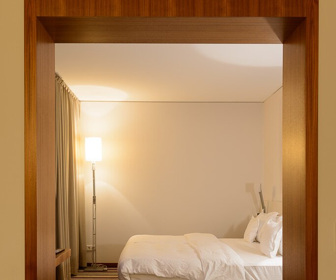 _DSC0076 The bedroom in the hotel room at Sofitel Berlin Kurfürstendamm.