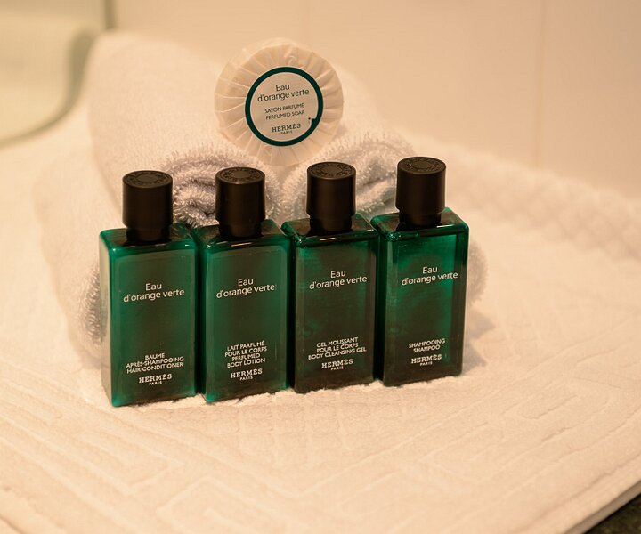 _DSC0194 Amenities in the bathroom of the hotel room at Sofitel Berlin Kurfürstendamm.