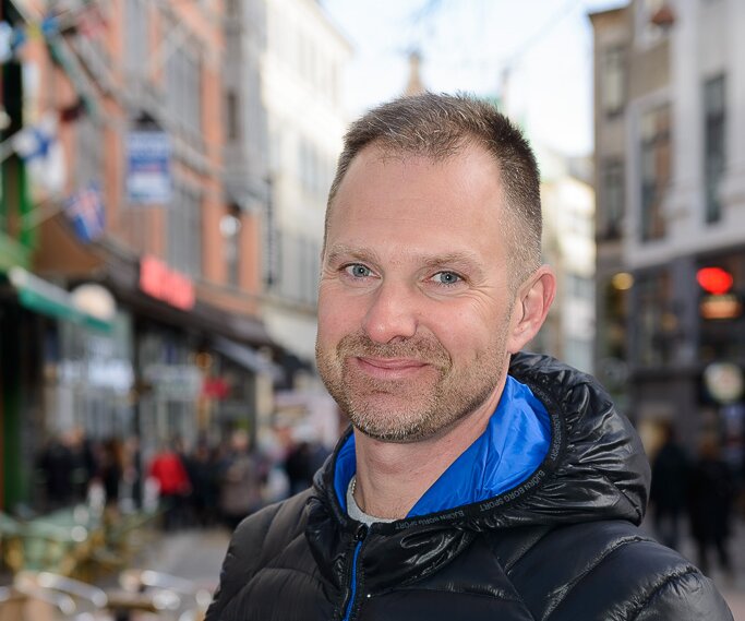 _DSC0038 Mikael at Ströget, the main shopping street in Copenhagen.