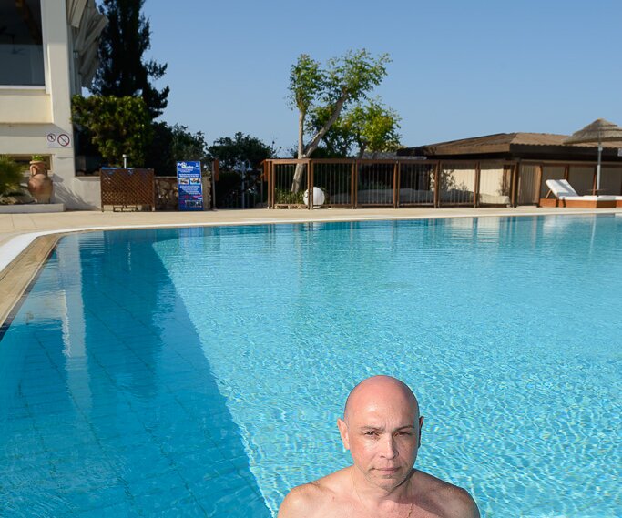 _DSC0049 Markos in the pool at Capo Bay hotel.