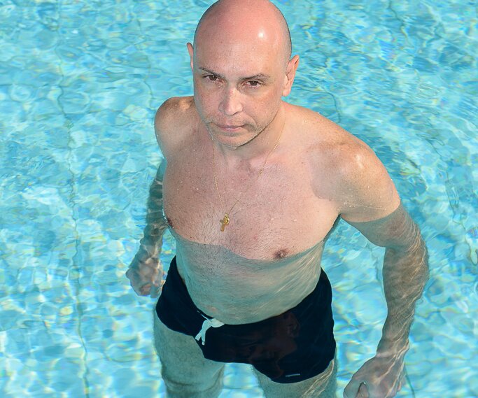 _DSC0059 Markos in the pool at Capo Bay hotel.