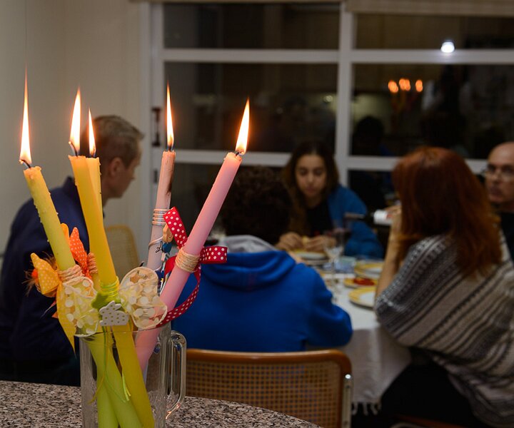 _DSC0077 Back from church with the light from the Holy Fire, having the traditional flaouna for Easter.