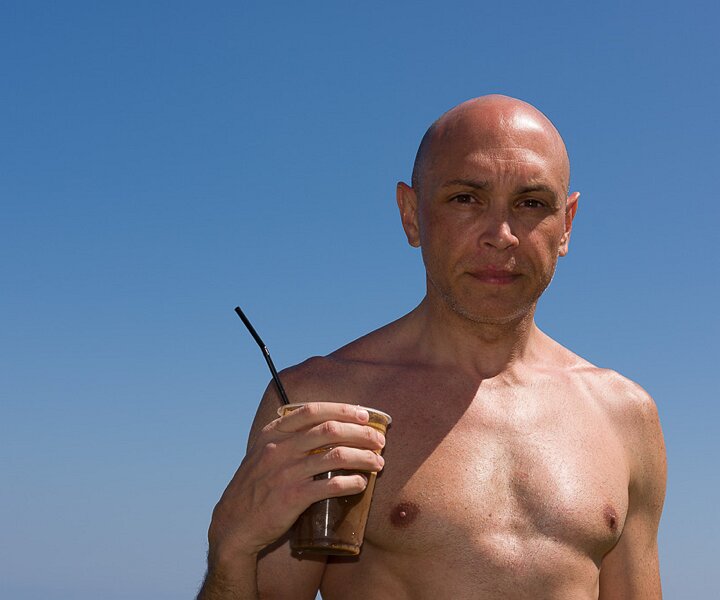 _DSC0036 Markos having a frappé.