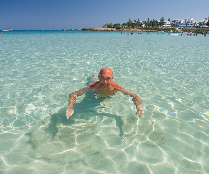 _DSC0016 Markos in the sea at Fig Tree Bay.