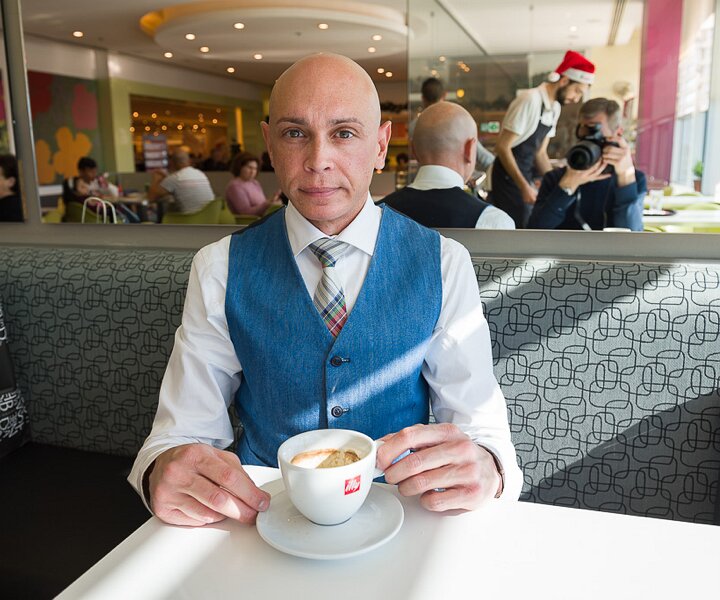 _DSC0013 Markos having coffee at The Mall of Cyprus in Nicosia.