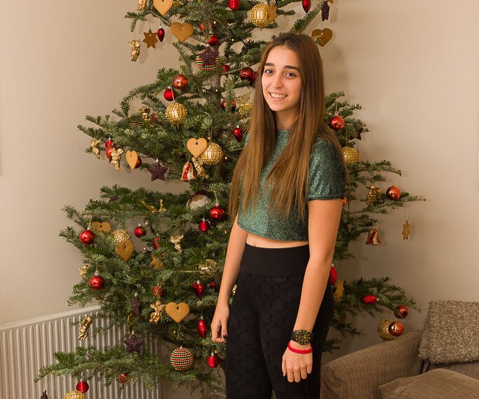 _DSC0090 Ingrid by the Christmas tree.