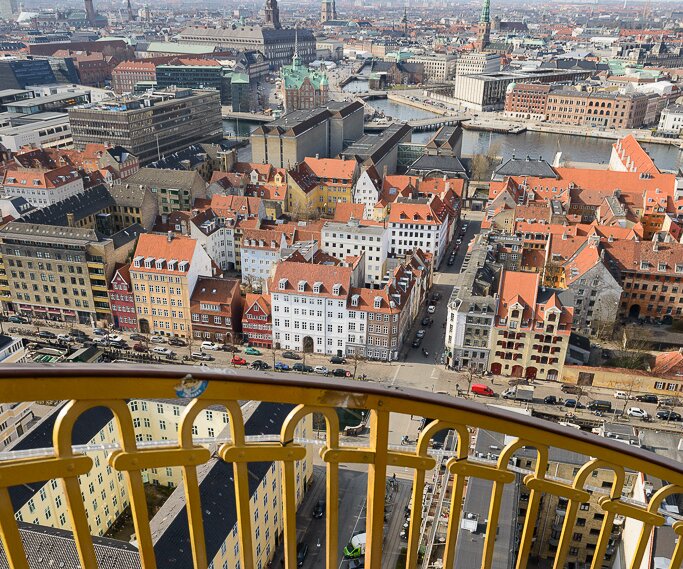 _DSC0040 View from the external winding staircase at the spire of Vor Frelsers Kirke (Church of Our Saviour) in Copenhagen.