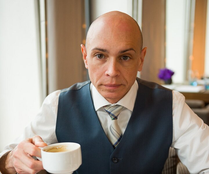 _DSC0003 Markos having breakfast at the hotel in Berlin.