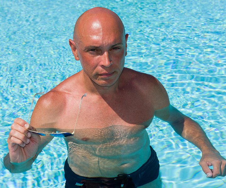 _DSC0084 Markos in the pool at Capo Bay hotel.