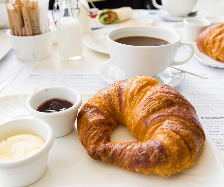 _DSC3166 Coffee with croissant at Milk Bar in Limassol.