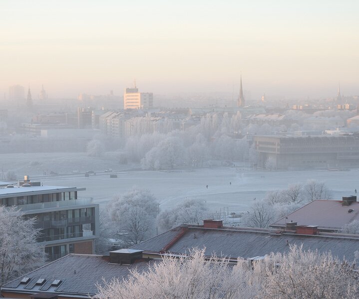 _DSC1513 View at Gärdet on a cold and foggy day in January.