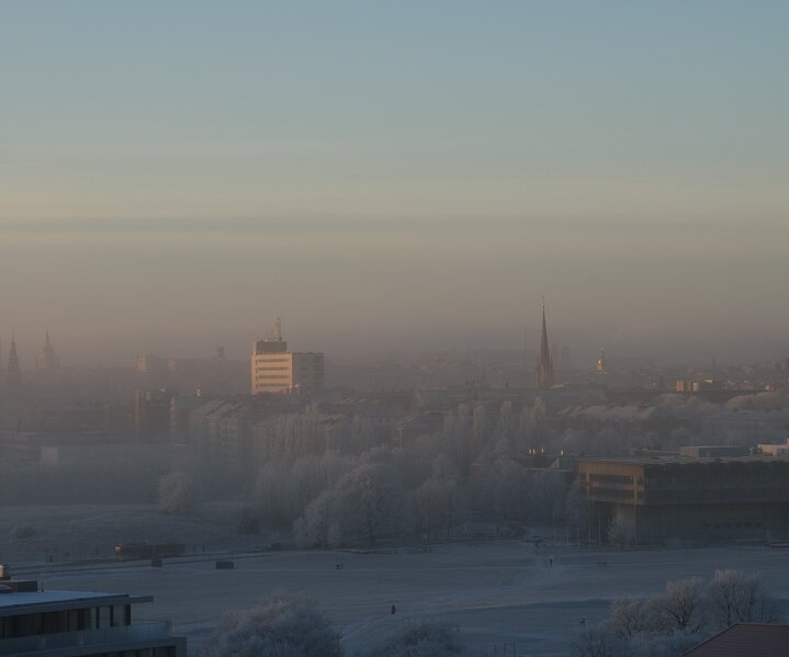 _DSC1523 View at Gärdet on a cold and foggy day in January.