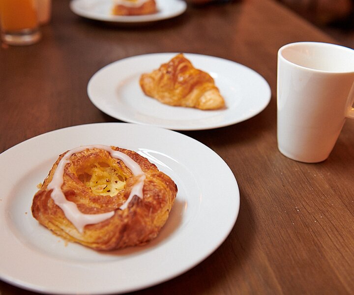_DSC1003 Danish pastries and croissants for breakfast at the hotel in Copenhagen.