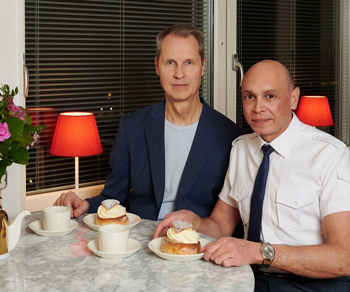 _DSC3905 Arto and Markos having semla on Valentine's Day.