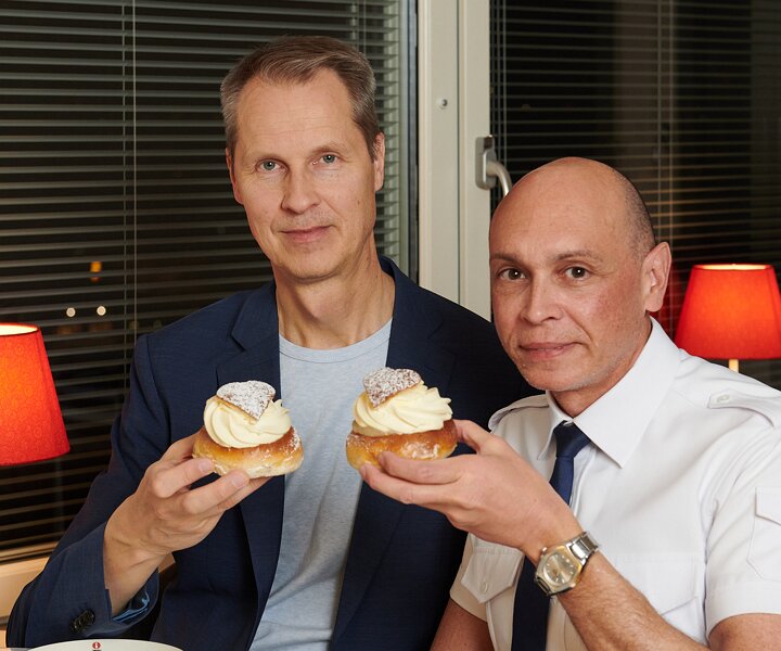 _DSC3908 Arto and Markos having semla on Valentine's Day.
