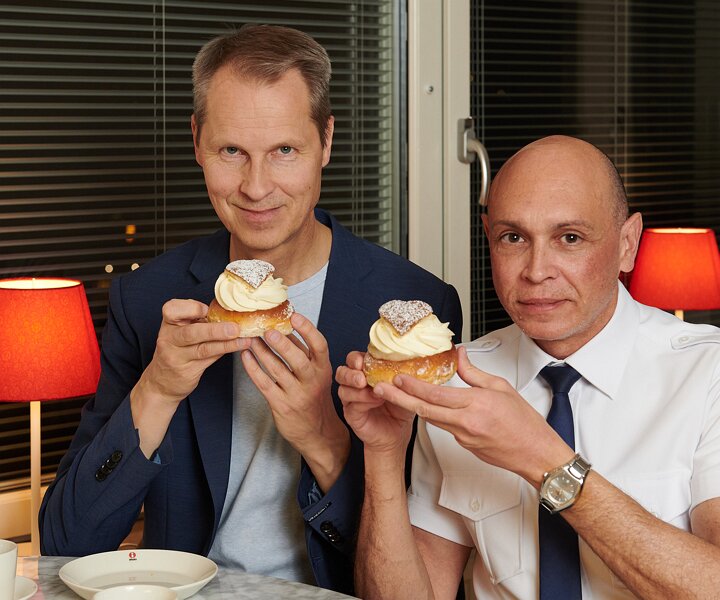 _DSC3912 Arto and Markos having semla on Valentine's Day.