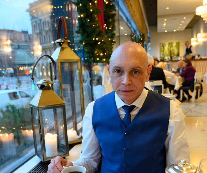 _DSC0416 Markos having dessert on New Year's Day lunch at the Veranda.